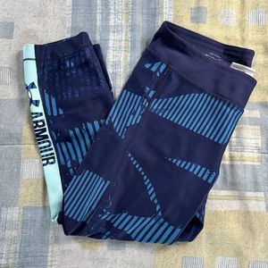Under Armour Women's HeatGear High Rise Ankle Leggings Blue Graphic Print Sz M